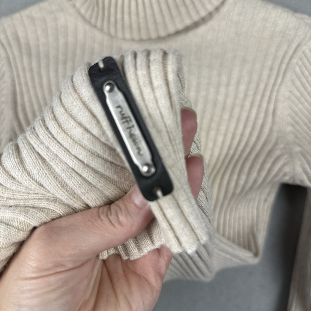 Ruff Hewn Turtleneck Sweater Womens M Cream Cotton Ribbed Classic Cozy‎ Preppy - Picture 5 of 6